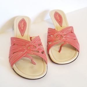 ColeHann Resort Leather & Wood Stacked Heel Thong